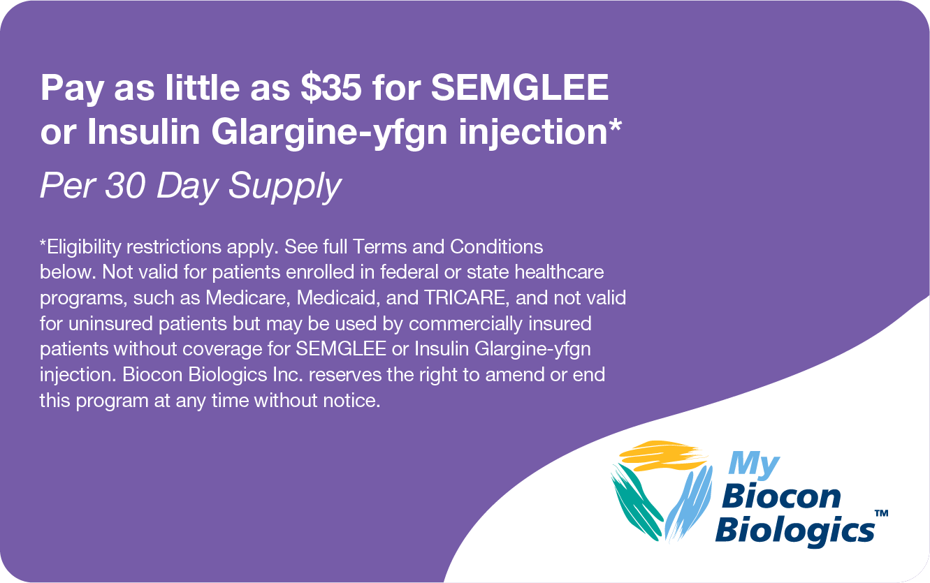 Mockup of a Semglee Savings card