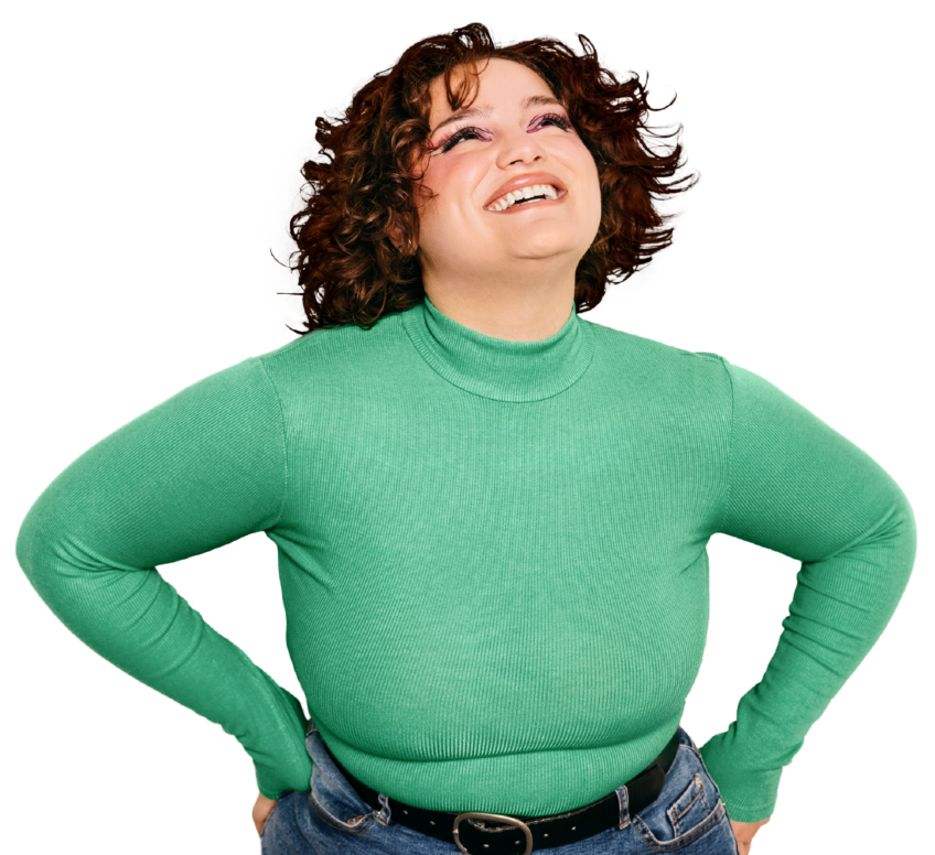 Woman smiling and looking up